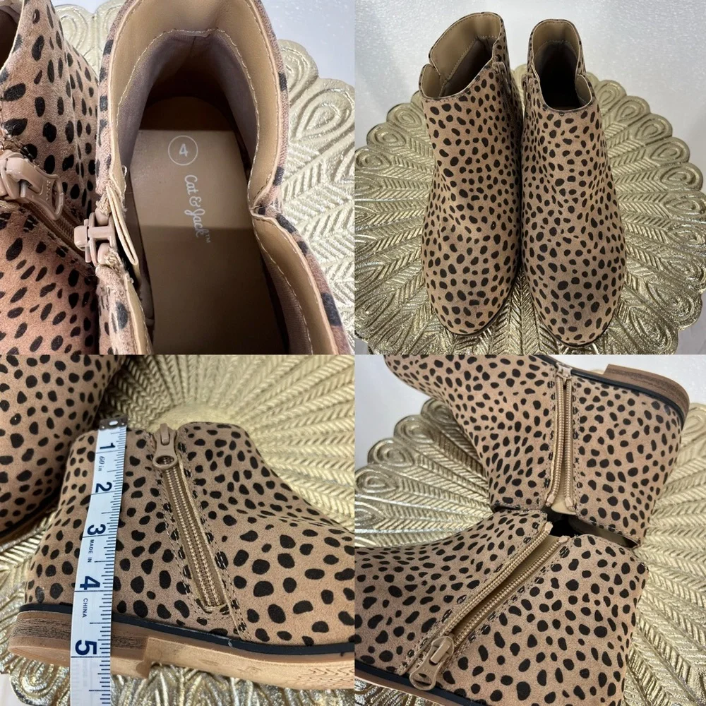 Cat & Jack Leopard Print Ankle‎ Boots | Girls Size 4